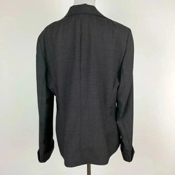 Lafayette 148 blazer size 14 black white 100% wool pindot one button jacket - Picture 5 of 10